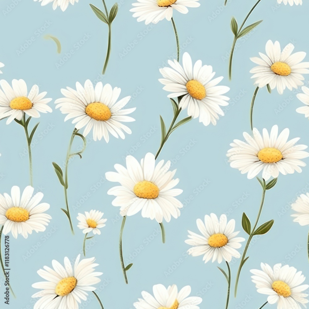 Obraz premium Watercolor cute daisy pattern flower backgrounds.