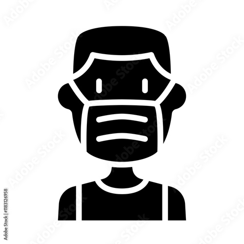 Wearing mask icon in glyph style