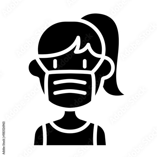 Wearing mask icon in glyph style