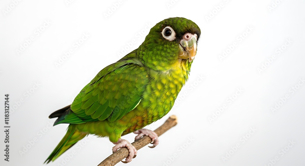Fototapeta premium Adorable Green Parrot Perched on Branch Wildlife Photography