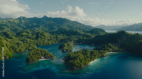 Wallpaper Mural Tropical Island Paradise Aerial View of Lush Bay Torontodigital.ca