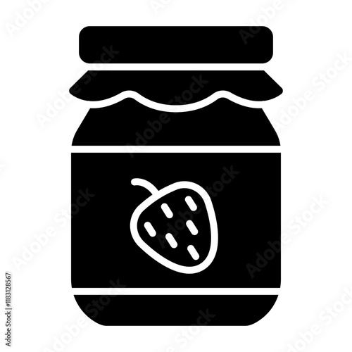 Strawberry jam icon in glyph style