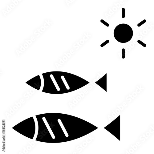 Sun-dried fish icon in glyph style