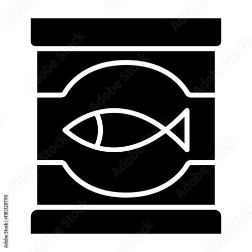 Canned fish icon in glyph style