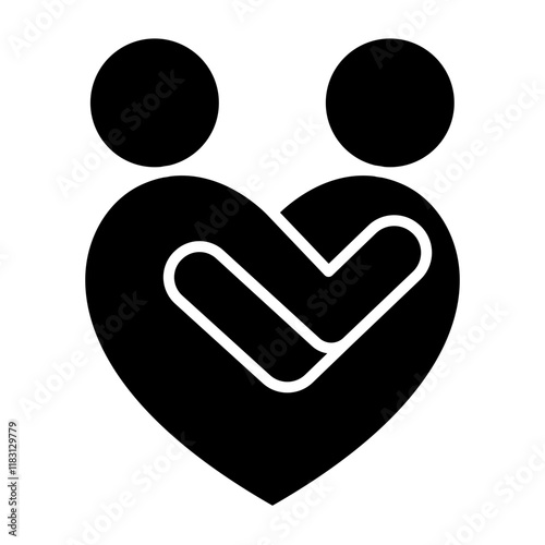 Hug icon in glyph style