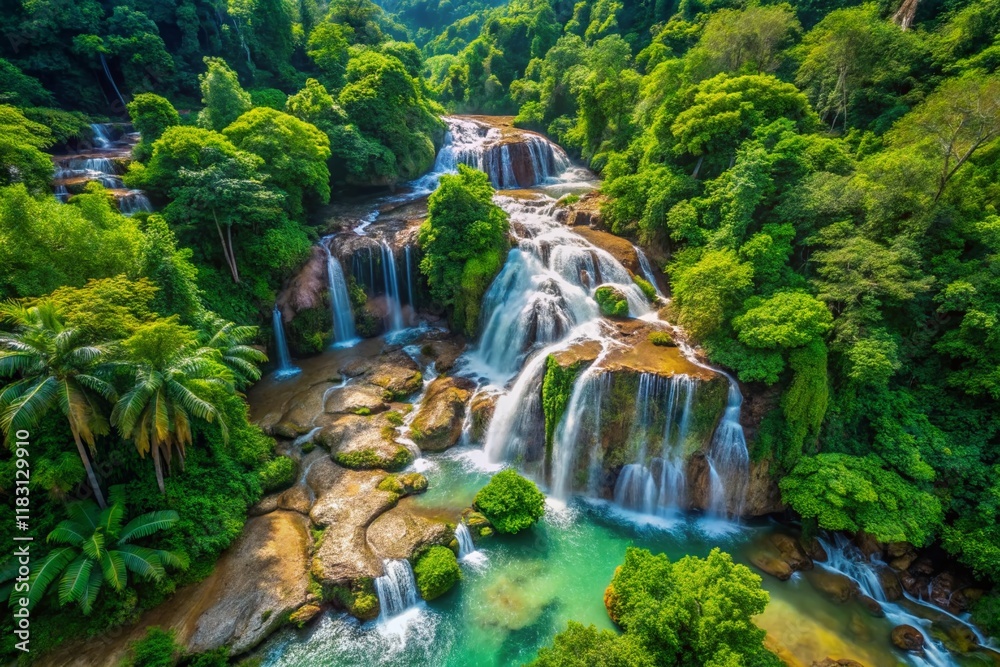 Mae Sa Waterfall, Chiang Mai, Thailand: Lush Aerial View Mae Sa Waterfall, Chiang Mai, Thailand: Lush Aerial View