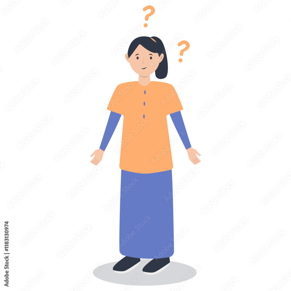 Young People Thinking and Asking Question. Flat Cartoon Vector Illustration. Young People Thinking and Asking Question. Flat Cartoon Vector Illustration.
