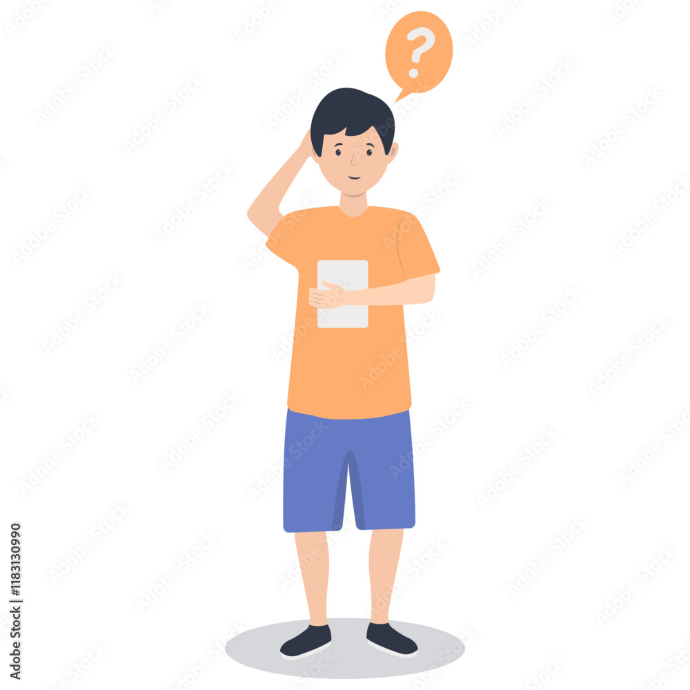 Young People Thinking and Asking Question. Flat Cartoon Vector Illustration. Young People Thinking and Asking Question. Flat Cartoon Vector Illustration.