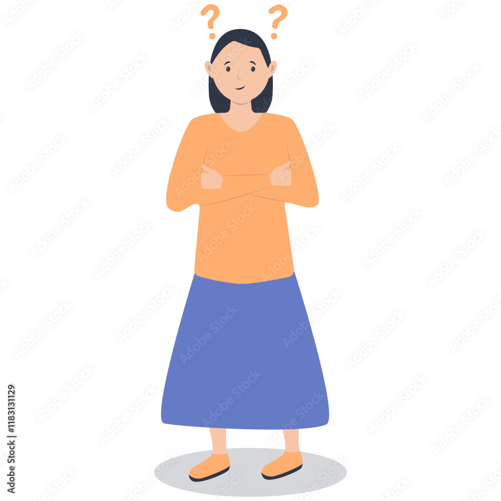 Young People Thinking and Asking Question. Flat Cartoon Vector Illustration. Young People Thinking and Asking Question. Flat Cartoon Vector Illustration.