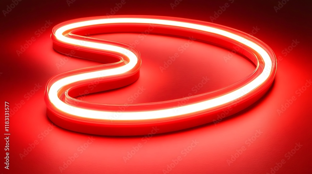 Red Neon Light Abstract Curved Shape Design Red Neon Light Abstract Curved Shape Design