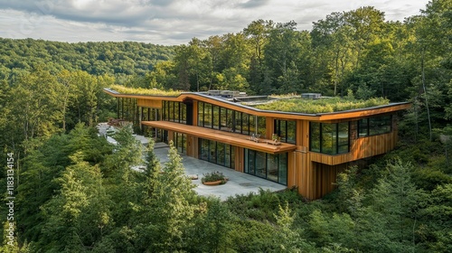 Eco-Friendly Warehouse in Harmony with Nature, Zero-Impact Design Concept