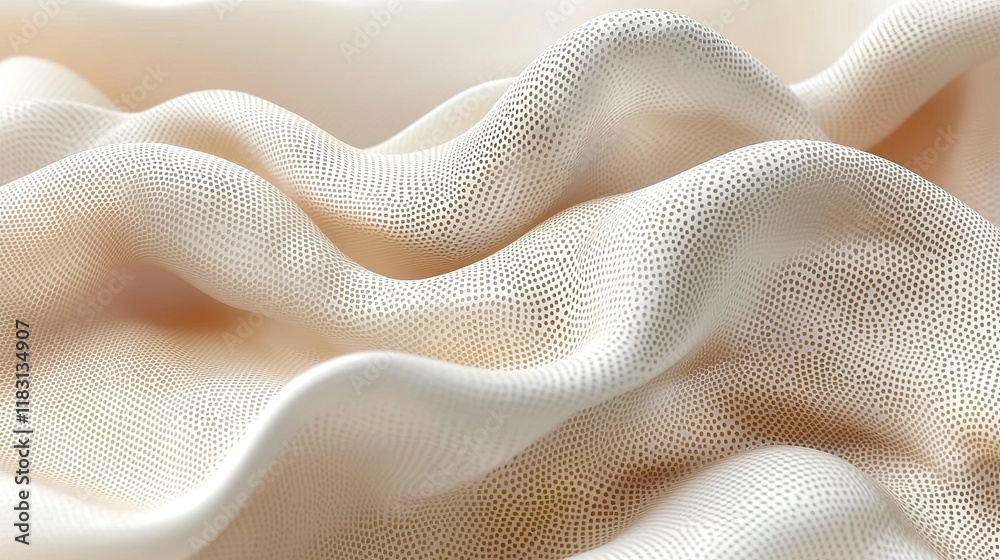 Abstract Beige Fabric Waves With Perforated Pattern Abstract Beige Fabric Waves With Perforated Pattern