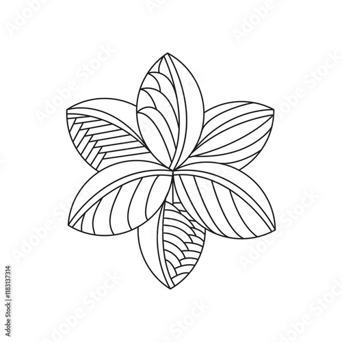 Decorative mandala with floral patterns and leaves on a white isolated