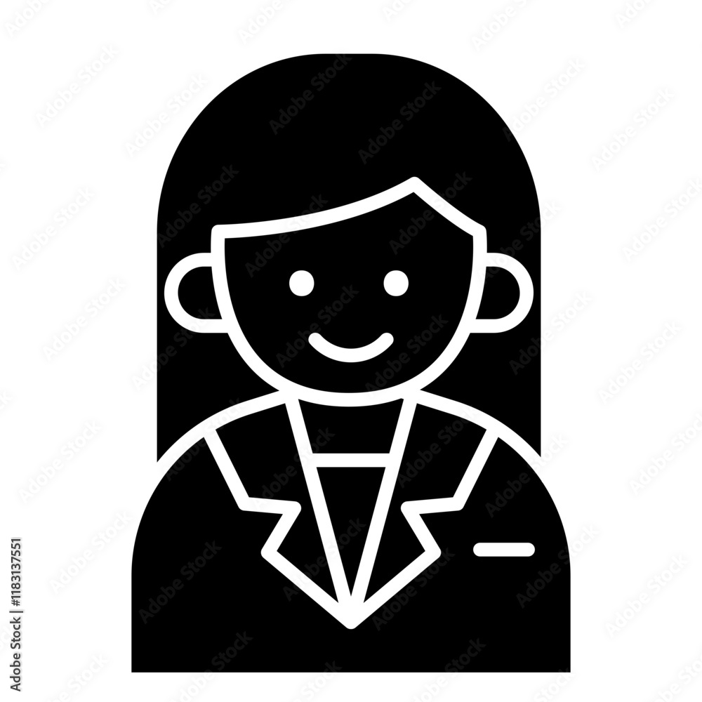Secretary, business woman icon in glyph style Secretary, business woman icon in glyph style