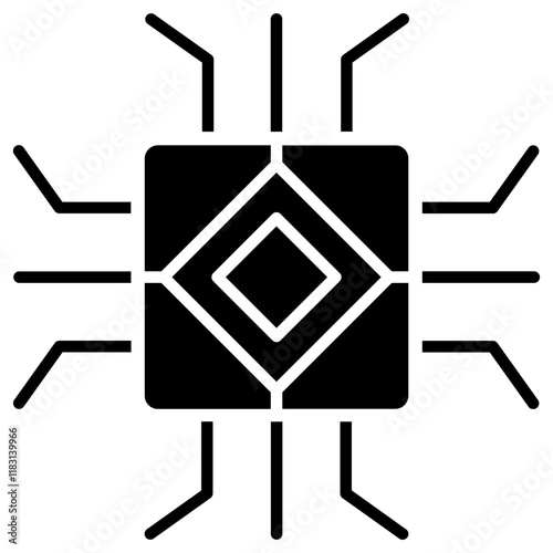 Computer chip icon in glyph style