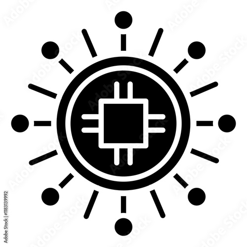 Computer chip icon in glyph style