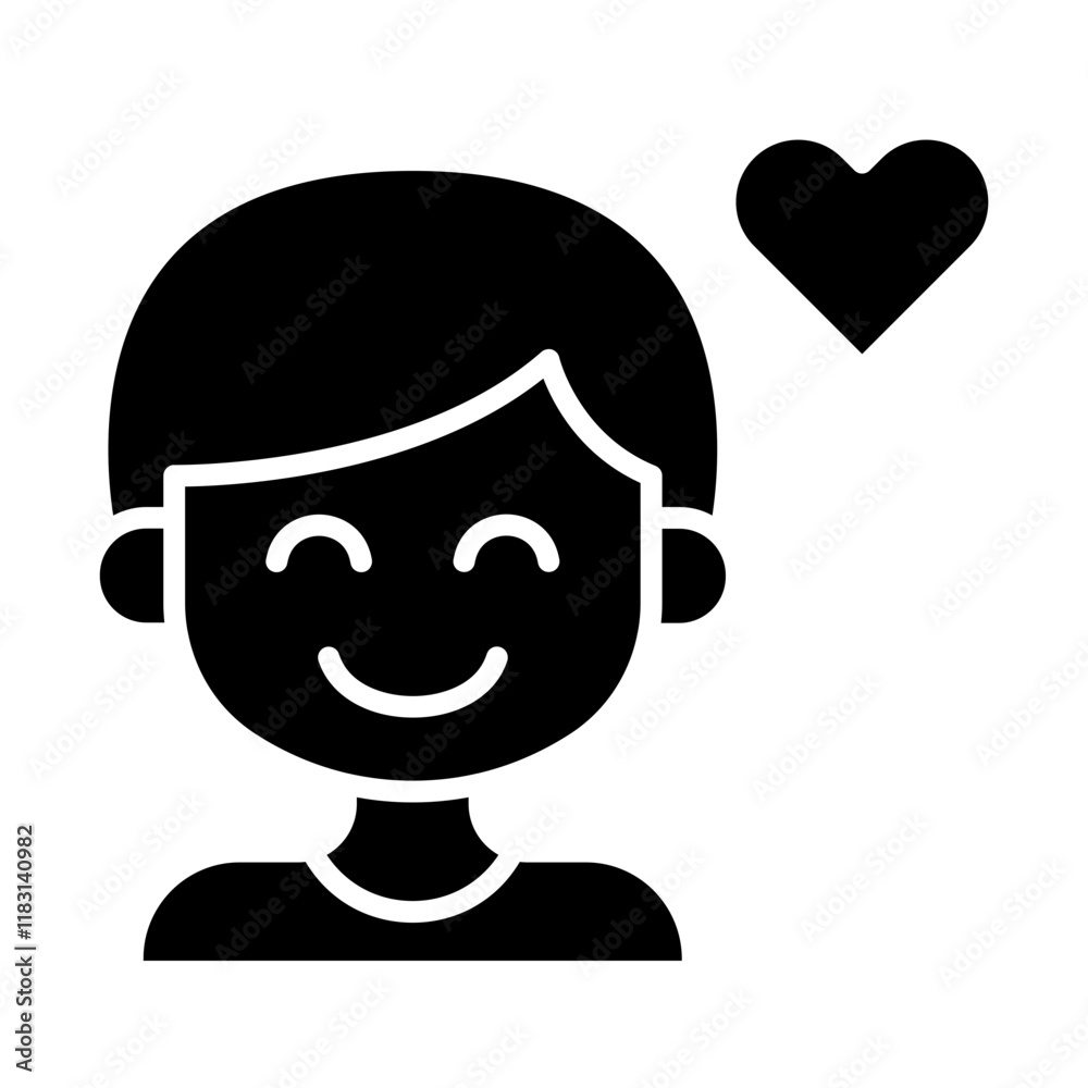 Happy boy icon in glyph style Happy boy icon in glyph style