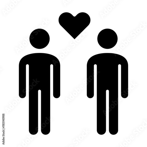 Happy couple icon in glyph style