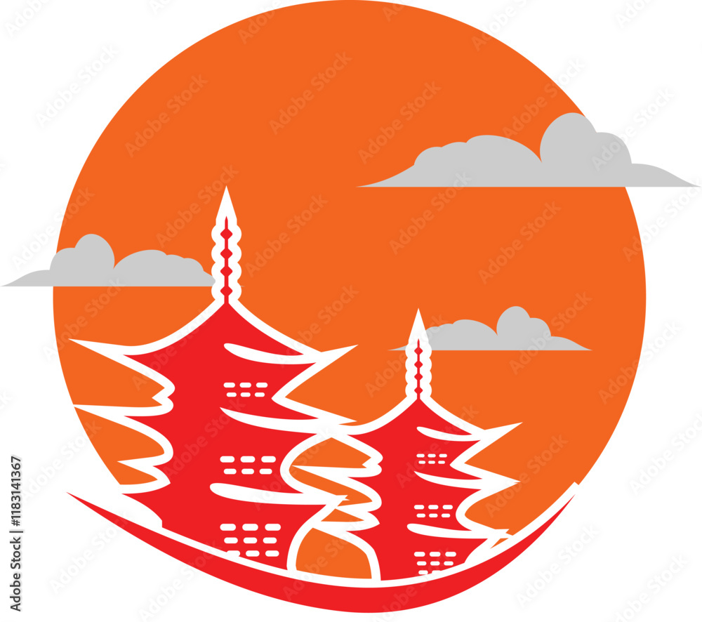 Obraz premium temple logo silhouette