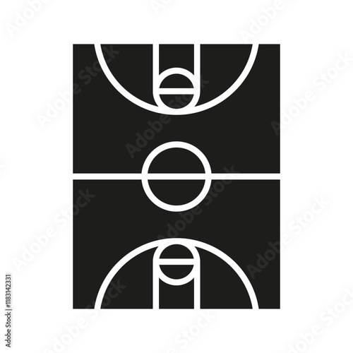Basketball court icon in glyph style