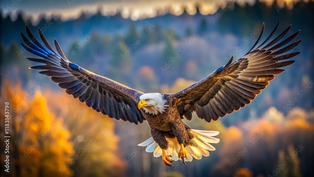 Obraz premium Majestic Eagle in Flight: Candid Wildlife Photography