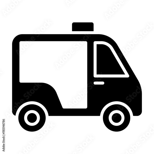 Motor tricycle icon in glyph style