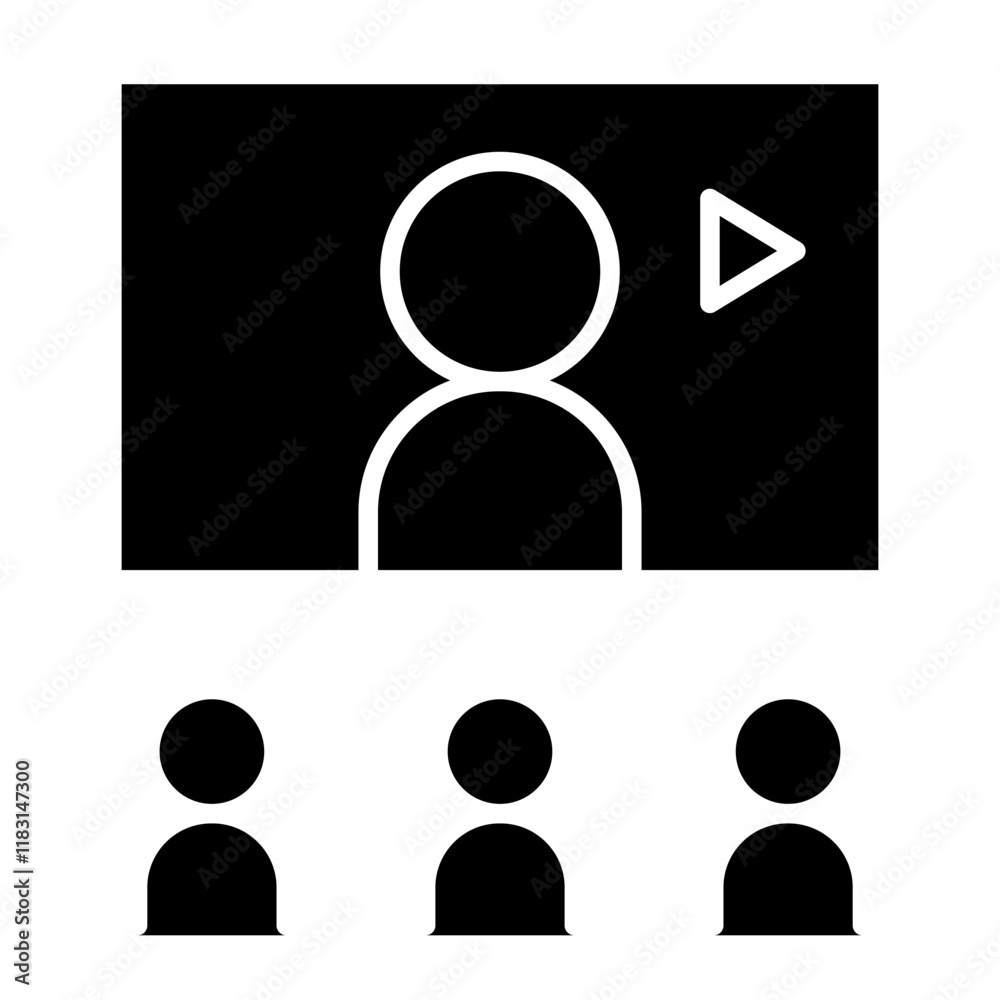 Video conference icon in glyph style Video conference icon in glyph style