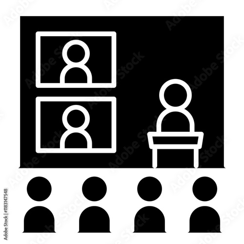 Video conference icon in glyph style