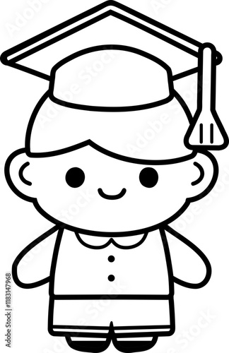 graduating children's character in a school hat