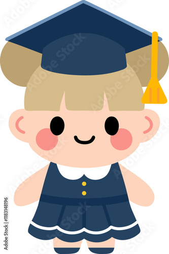 graduating children's character in a school hat