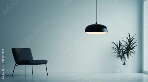 Wallpaper Mural A black chair is sitting in front of a white wall Torontodigital.ca