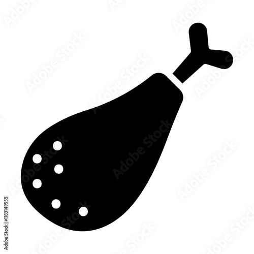 Chicken drumstick icon in glyph style