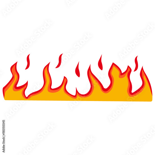 Cartoon Flame Illustration. Red and Yellow Flame. Isolated Vector Graphic in Flat Style.