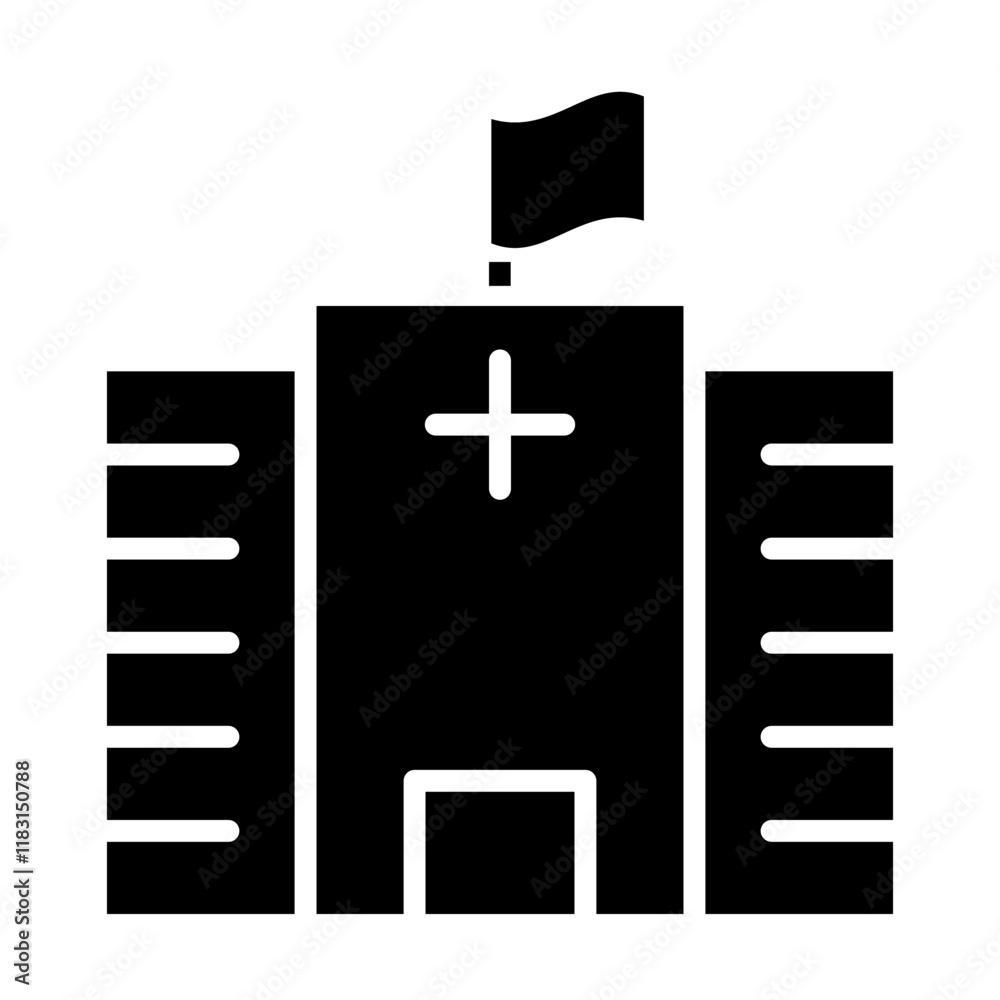 Hospital icon in glyph style Hospital icon in glyph style