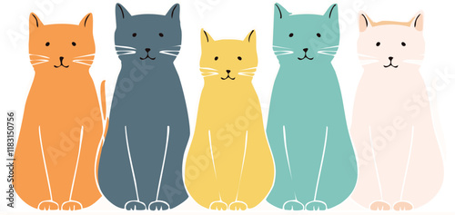 Minimal cat animal cartoon vector