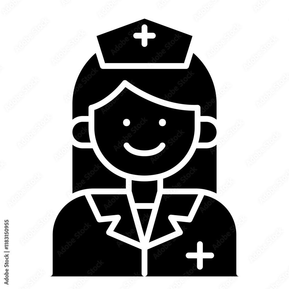 Nurse icon in glyph style Nurse icon in glyph style