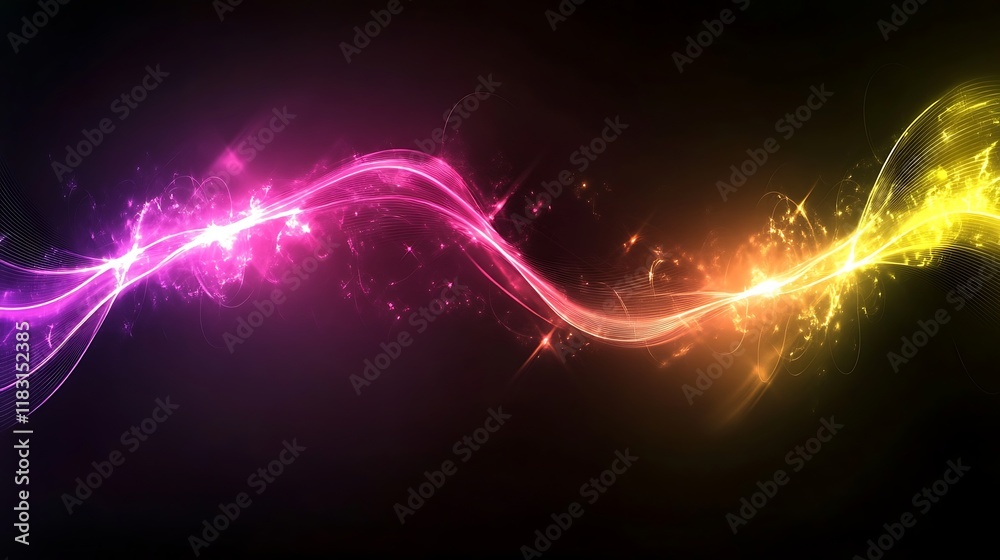 Abstract glowing waves of pink and yellow energy Abstract glowing waves of pink and yellow energy