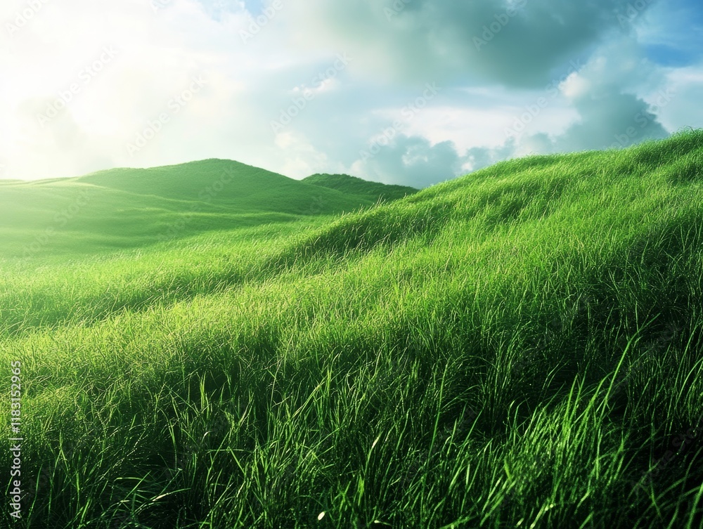 Fototapeta premium Hills grassland landscape outdoors - ai