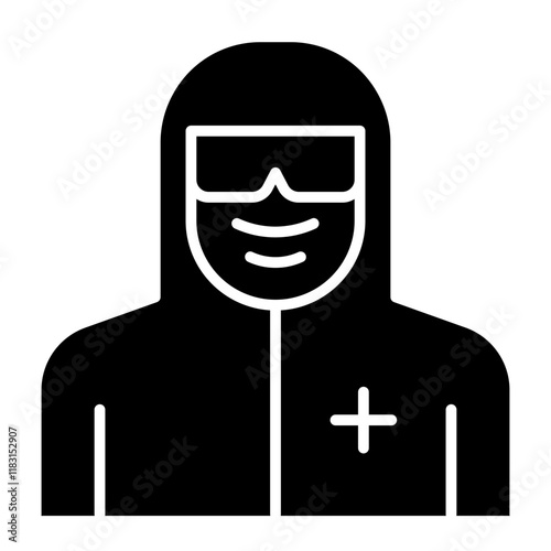Medical protective suit icon in glyph style
