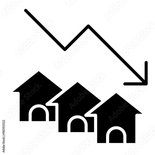Economic recession icon in glyph style