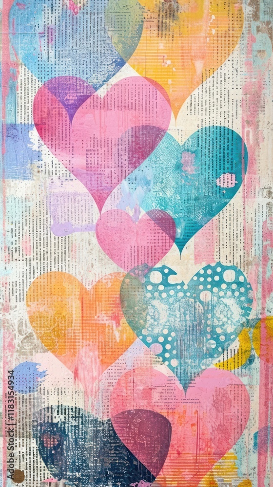 Fototapeta premium Heart vintage wallpaper collage backgrounds creativity.
