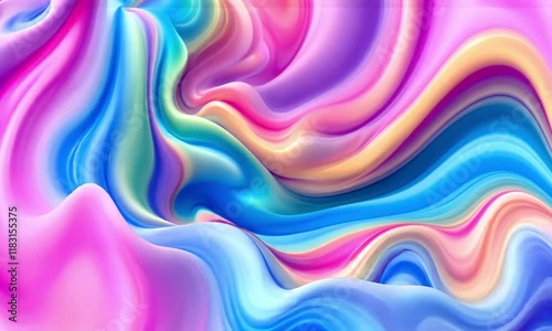 3D Animation of A vibrant abstract background with swirling, multicolored shapes and lines. Video background