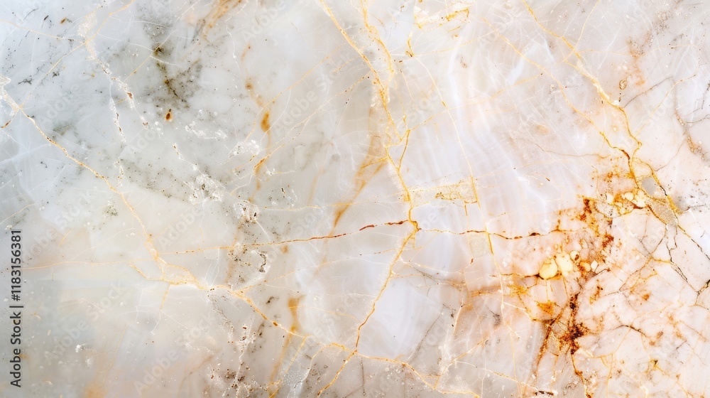 Obraz premium Intricate beige and white marble tile texture displays golden veins, ideal for enhancing elegant spaces in modern architecture and interiors