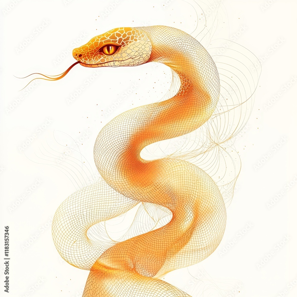 Fototapeta premium Chinese New Year snake concept. Snake illustration with intricate details and vibrant colors.