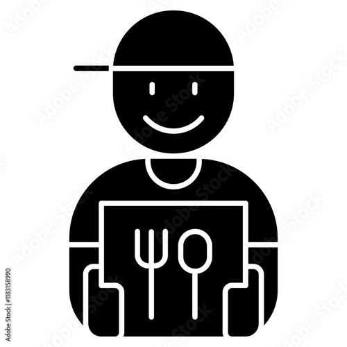Food delivery icon in glyph style