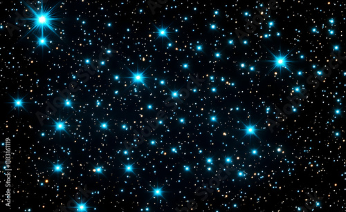 Wallpaper Mural Celestial Symphony: A Night Sky Brimming with Cyan Stars Torontodigital.ca