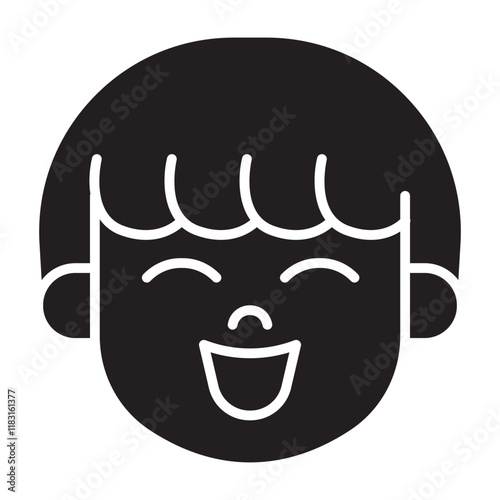 Laughing icon in glyph style