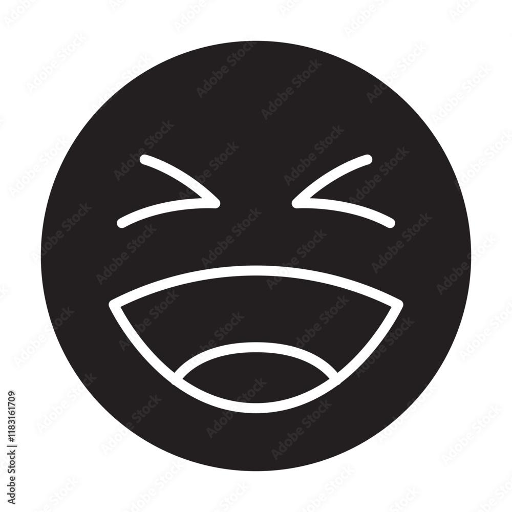 Laughing icon in glyph style Laughing icon in glyph style