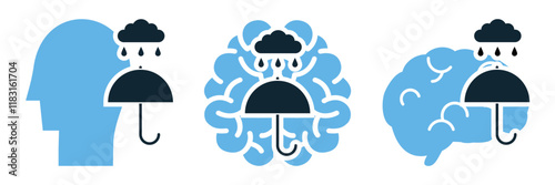 Antidepressant and Mood Regulation Protection from Negative Emotions, Mood Stabilization, and Emotional Resilience. Psychology Icons Vector for mental health awareness and personal development.	
