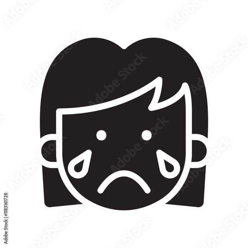 Crying icon in glyph style